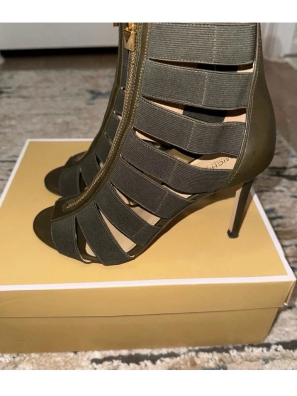 Michael Kors Dark Brown Strappy Zip Stiletto Sandal - Picture 5 of 9